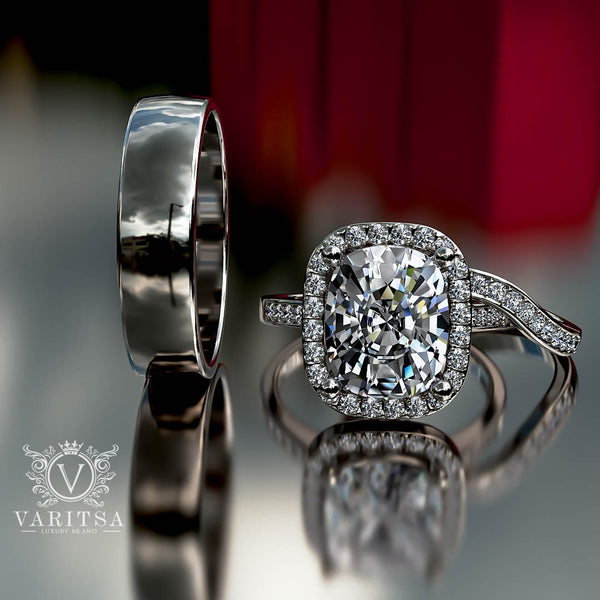 4.4ct Elongated Cushion Cut Diamond Gold Engagement Ring - 02US99